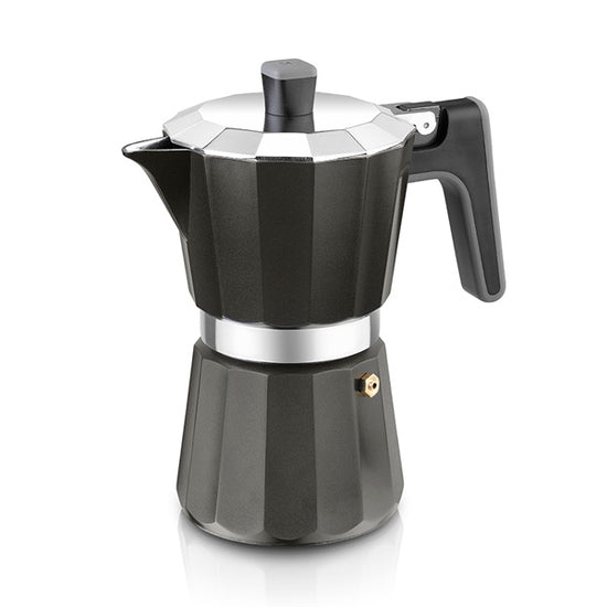Cafetera italiana Bra 170486, PERFECTA ALUM, 9 tazas, inducción, negro